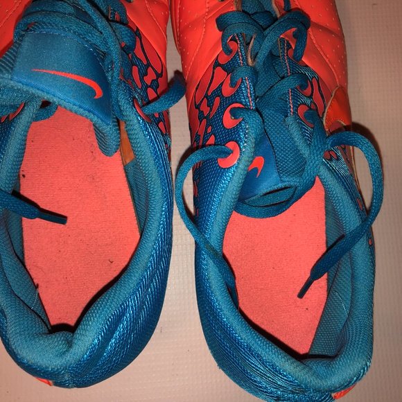 NIKE MEN'S ELASTICO II BRIGHT MANGO BLUE INDOOR SOCCER SHOE 580454-884 SIZE 12 - Picture 9 of 10